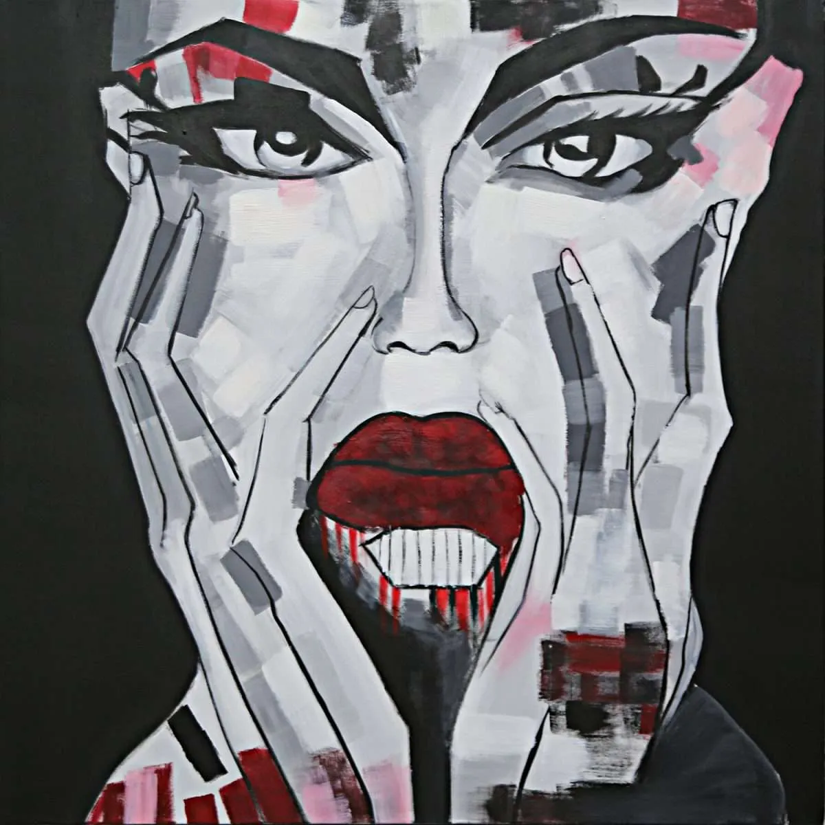 Tavla 100×100 cm Rött ansikte