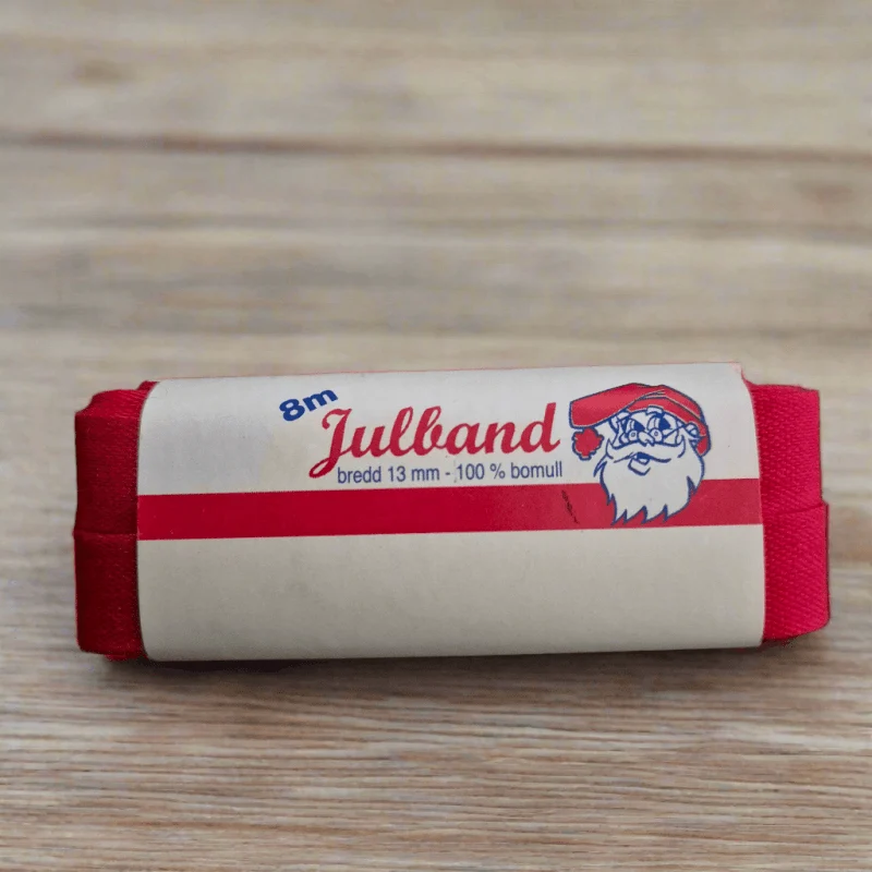 Julband Röd - Premium Bomullsband för Julpyssel 13mm x 8m